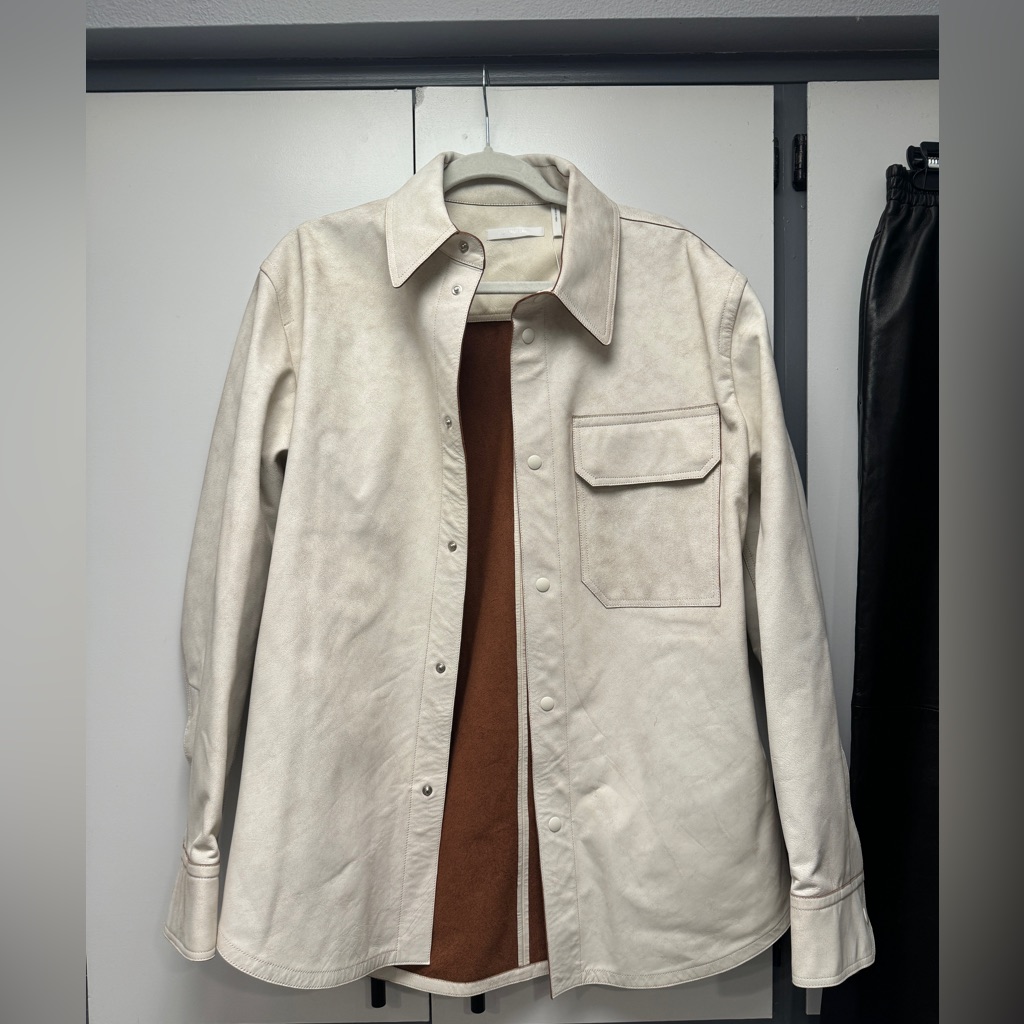 Nwt Helmut Lang Distressed White Leather Shirt Size S